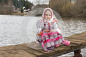 Beautiful Russian girl in national dress