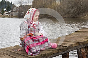 Beautiful Russian girl in national dress