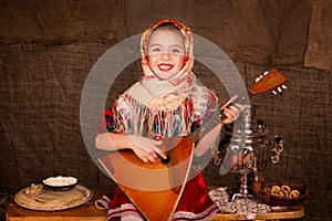 Beautiful russian girl in a shawl photo