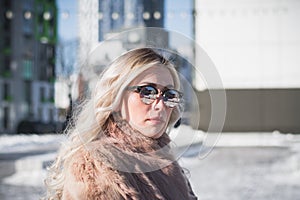 Beautiful russian girl from siberia portrait in winter