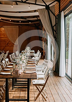 Beautiful rustic table setting for a wedding reception