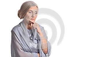 Beautiful sad elderly woman