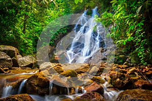 Beautiful Sai Rung waterfall in Thailand photo