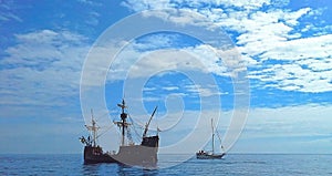 A beautiful sailboat in the open ocean. Atlantic Ocean, Madeira, Portugal