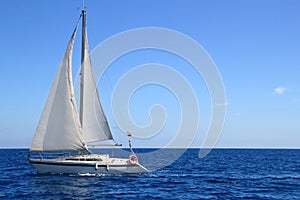 Beautiful sailboat sailing sail blue Mediterranean