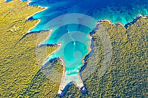 Beautiful sailing bay and turquoise beach aerial view