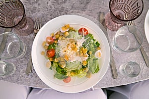beautiful salad in a plate photo