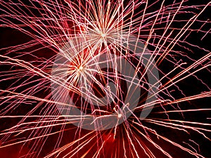 Beautiful salute and fireworks with the black sky background.