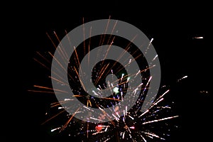 Beautiful salute and fireworks with the black sky background.