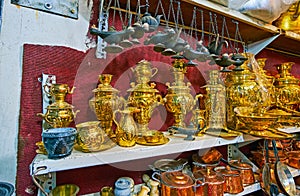 In Coppersmith department of Grand Bazaar, Kashan, Iran