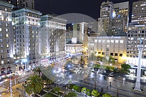 Beautiful San Francisco Union Square by night - SAN FRANCISCO - CALIFORNIA - APRIL 17, 2017