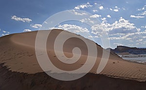 Beautiful sand dune with leading lines of sand into the atacama desert