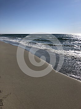 Beautiful sand and sea a sunny day, Sola Beach in Norway. photo