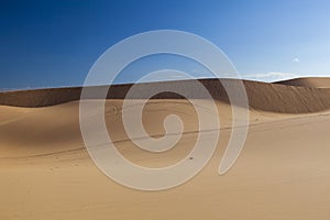 Beautiful sand texture of dunes in the Sahara desert, white dunes of Vietnam, near the city of Mui Ne