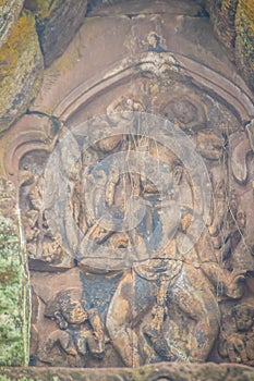 Beautiful sandstone craved on the lintel, doorway and windows of