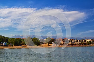 Beautiful sandy beach on a coast of Crete, Greece near Chania town