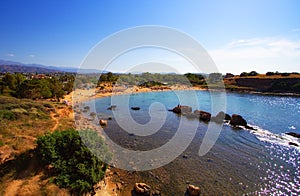 Beautiful sandy beach on a coast of Crete, Greece near Chania town