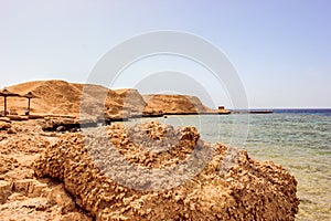 Beautiful sandy beach on Red Sea, near Egypt