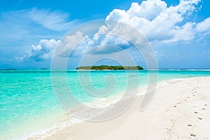 Beautiful sandy beach in uninhabited island