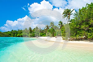 Beautiful sandy beach in uninhabited island