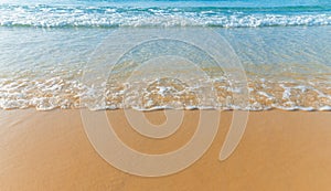 beautiful sandy beach and water ocean wave on sand