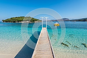 Beautiful sandy Ksamil beach in Albania