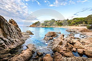 Beautiful Sant Francesc creek and beach at Blanes in Spain