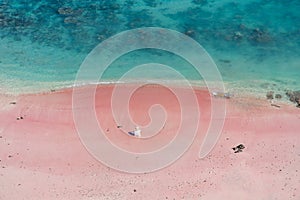 Beautiful Sarai beach or Pink beach in Komodo national park, Flores island in Indonesia photo