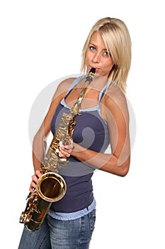 Beautiful Saxophone Player