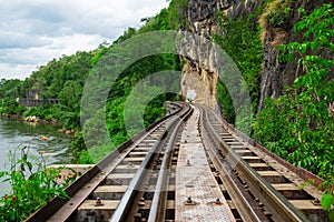 Beautiful Scence of Train Railway through Mountain Forrest and River