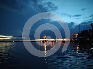 Beautiful scene at jetty on the river photo