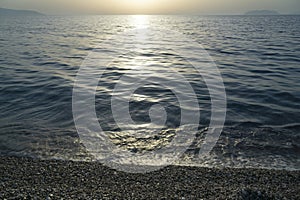 Beautiful scene of milazzo beach with mediterranean calm sea