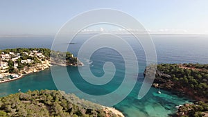 Beautiful scene of the seacoast of Majorca with view of a beach with crystalclear water.