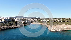 Beautiful scene of the seacoast of Majorca with view of a beach with crystalclear water.