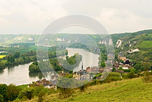 Beautiful scene of small town on the river