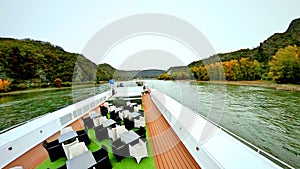 beautiful sceneries, historical houses castles , commercial ships along Rhine Danube river