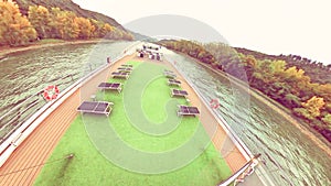 beautiful sceneries, historical houses castles , commercial ships along Rhine Danube river photo