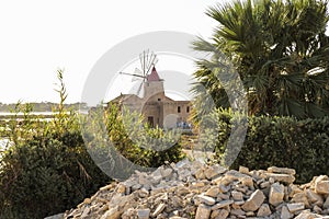 Beautiful Sceneries of The Nature Reserve of the `Saline dello Stagnone` in Marsala, Trapani Province, Italy.