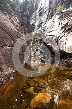 Beautiful scenery of Apong Jatuh waterfall at Gunung Ledang