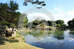 Beautiful Scenery and Architecture of Shikinaen Garden in Naha, Okinawa, Japan