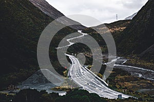 Beautiful scenery in Arthur Pass National park, New Zealand