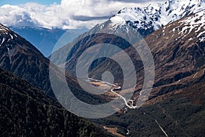 Beautiful scenery in Arthur Pass National park, New Zealand