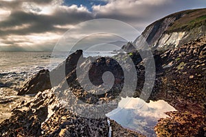 Beautiful scenery of the Atlantic Ocean coastline on Dingle Peninsula, County Kerry, Ireland