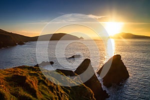 Beautiful scenery of the Atlantic Ocean coastline on Dingle Peninsula, County Kerry, Ireland