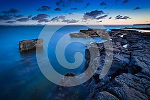 Beautiful scenery of the Atlantic ocean at dusk, Ireland