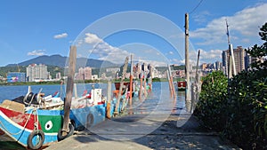 Beautiful scenery on the bicycle path in Bali District, Tamsui City, New Taipei City, Taiwan