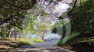 Beautiful scenery on the bicycle path in Bali District, Tamsui City, New Taipei City, Taiwan