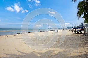 A beautiful scenery of blue sea, white sand and quiet beach at Hua Hin always attracts tourists
