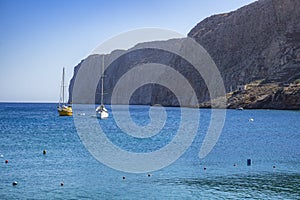 Beautiful scenery from the coastal village of Gerolimenas and the old harbor. It is a small picturesque fishing village in Mani