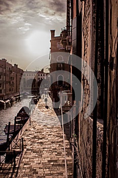 Beautiful scenery of the endless streets of Venice photo